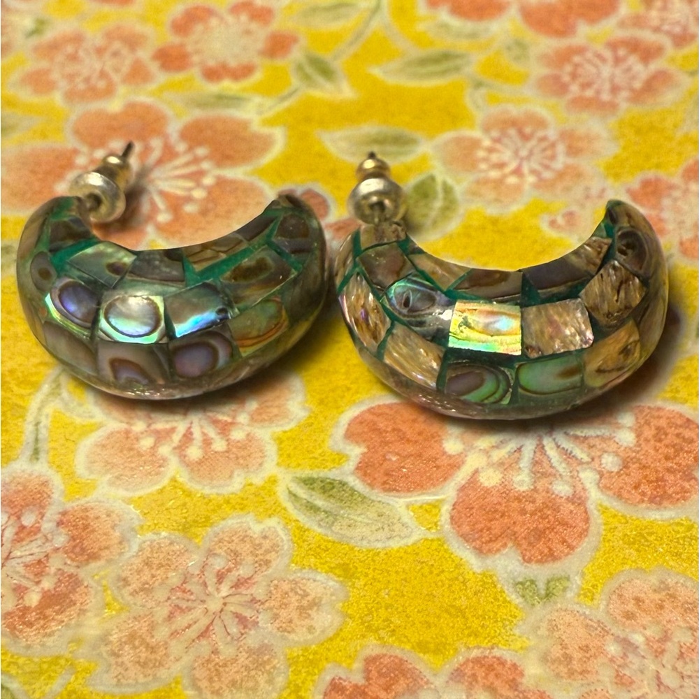 Elegant Mosaic Hoop Earrings